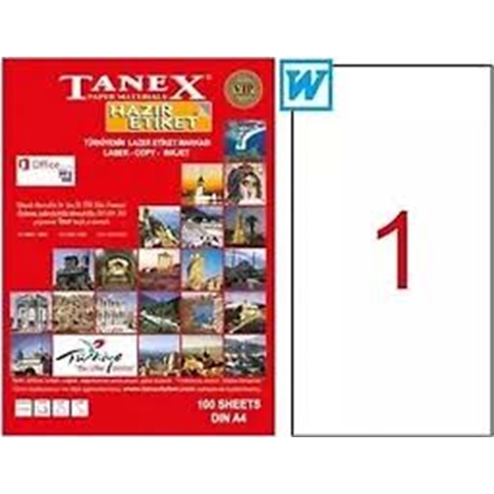 Tanex Lazer Etiket 100Lü TW-2000 210X297