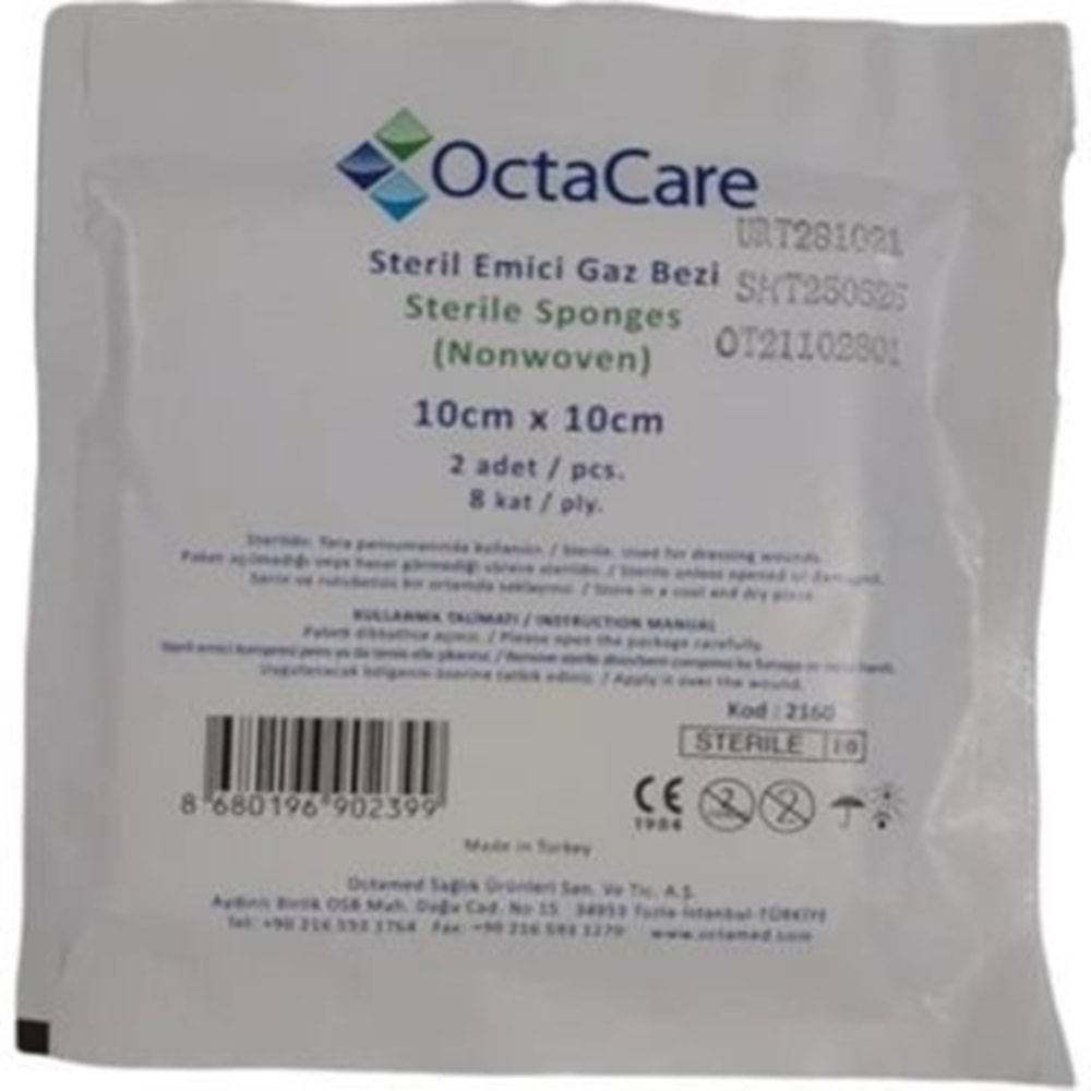 OCTACARE STERİL EMİCİ GAZ BEZİ 10 CM X 10 CM