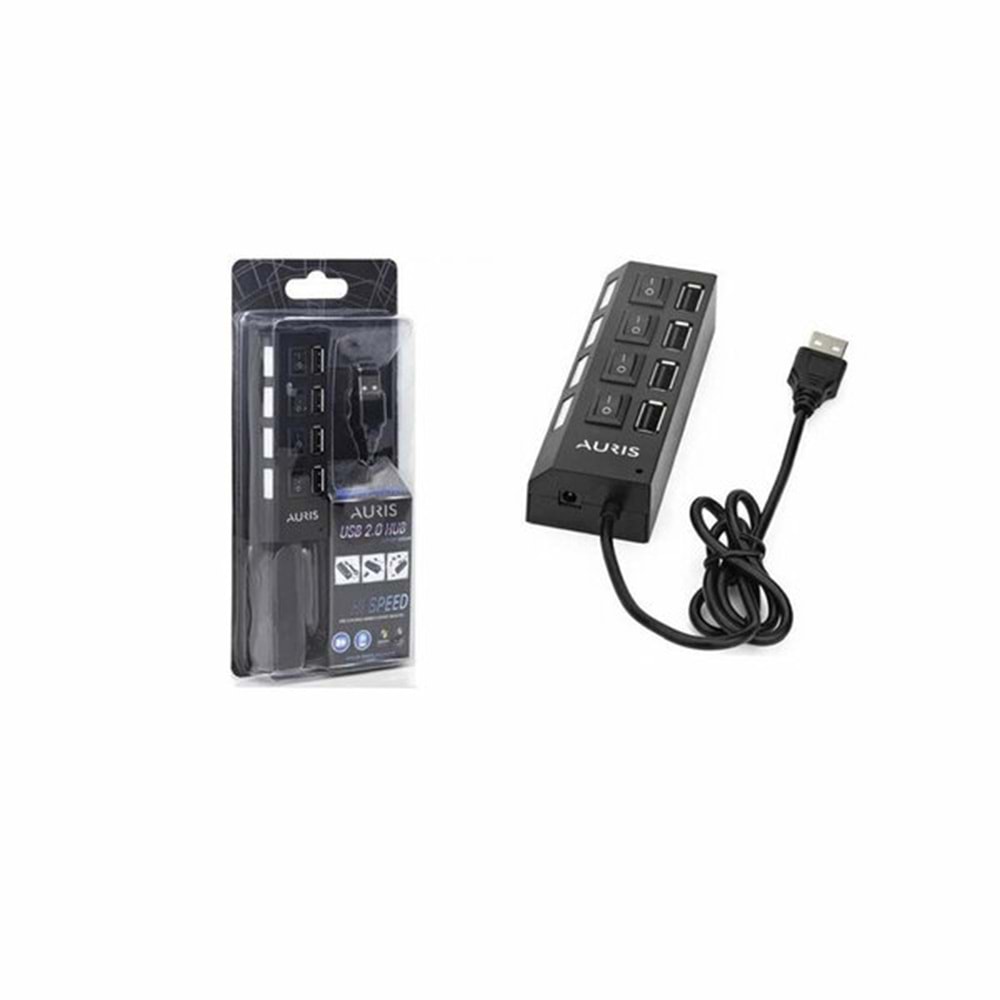 Auris USB Port Çoğaltıcı 4 Lü Anahtarlı 2.0 ARS-HB01 0310