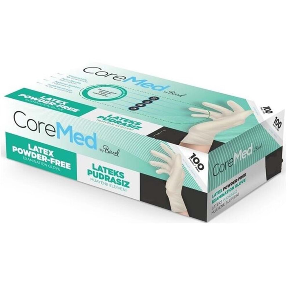 CoreMed Lateks Pudrasız L Eldiven 100 lü Paket