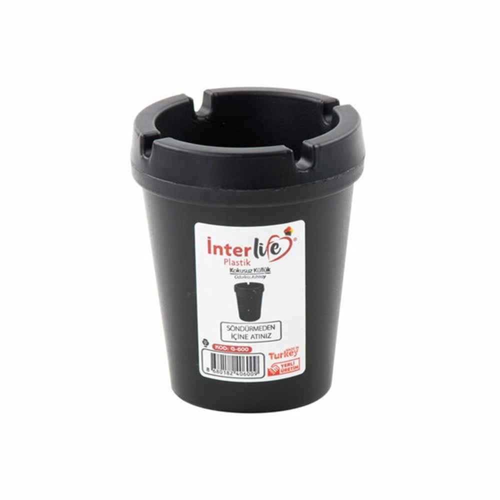 İnterlife Küllük Kokusuz Plastik Yuvarlak G-600 6009