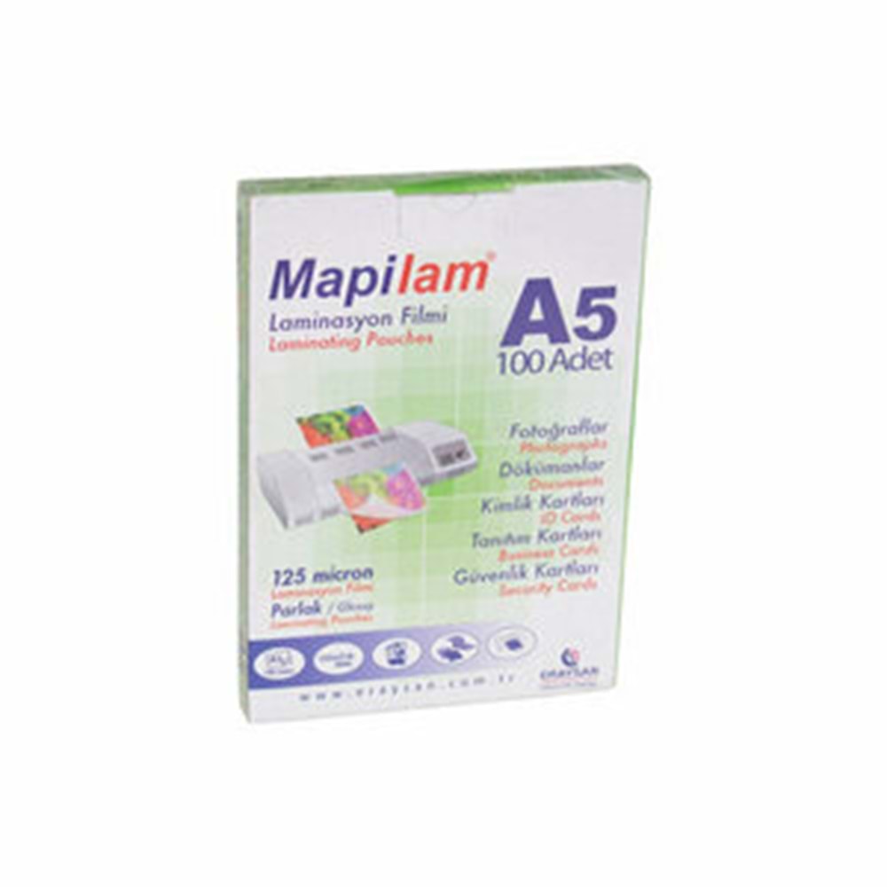 Mapilam Laminasyon Filmi A5 125 Micron 100 Lü