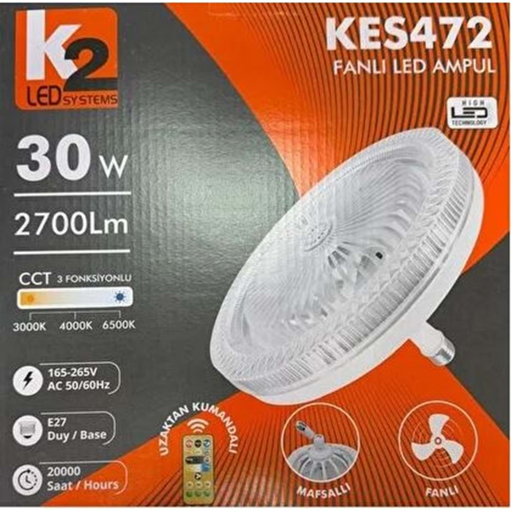 K2 KES472 FANLI LED AMPÜL VANTİLATÖR