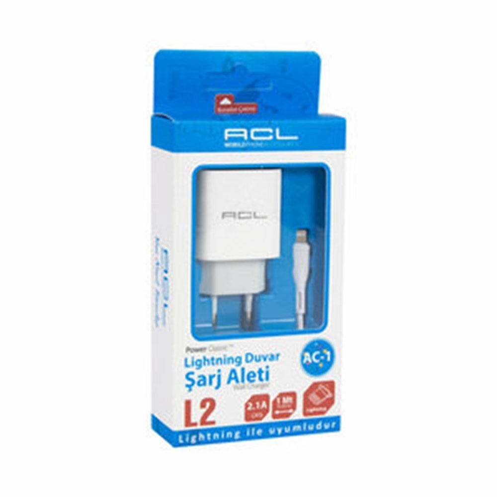 Acl Şarj Aleti Ev Tipi Lightning 2.1A 1mt Ac1 L2