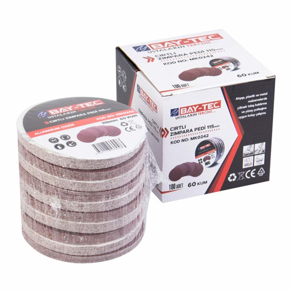 Baytec Zımpara Pedi Cırtlı 115mm 60Kum MK0242 6958