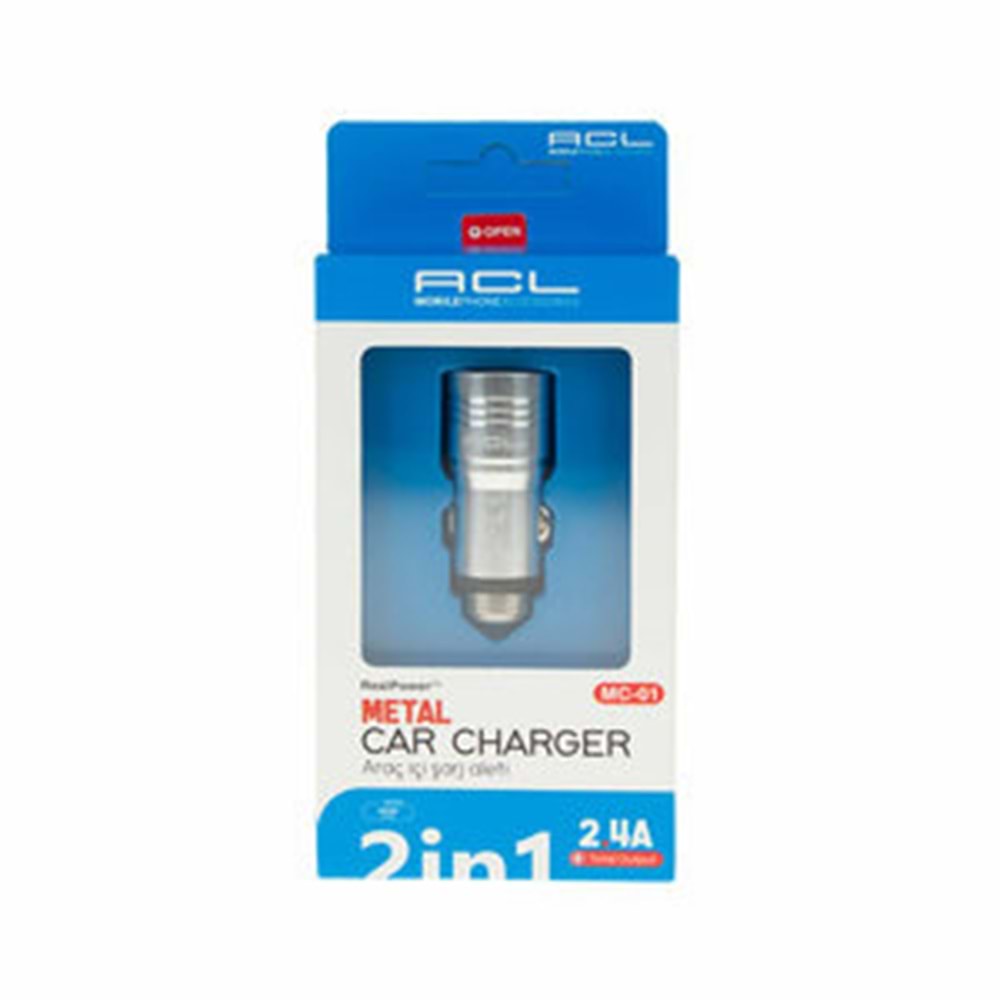 Acl Şarj Başlık Adaptör Araç USB Metal MC-01 2.4A 3426