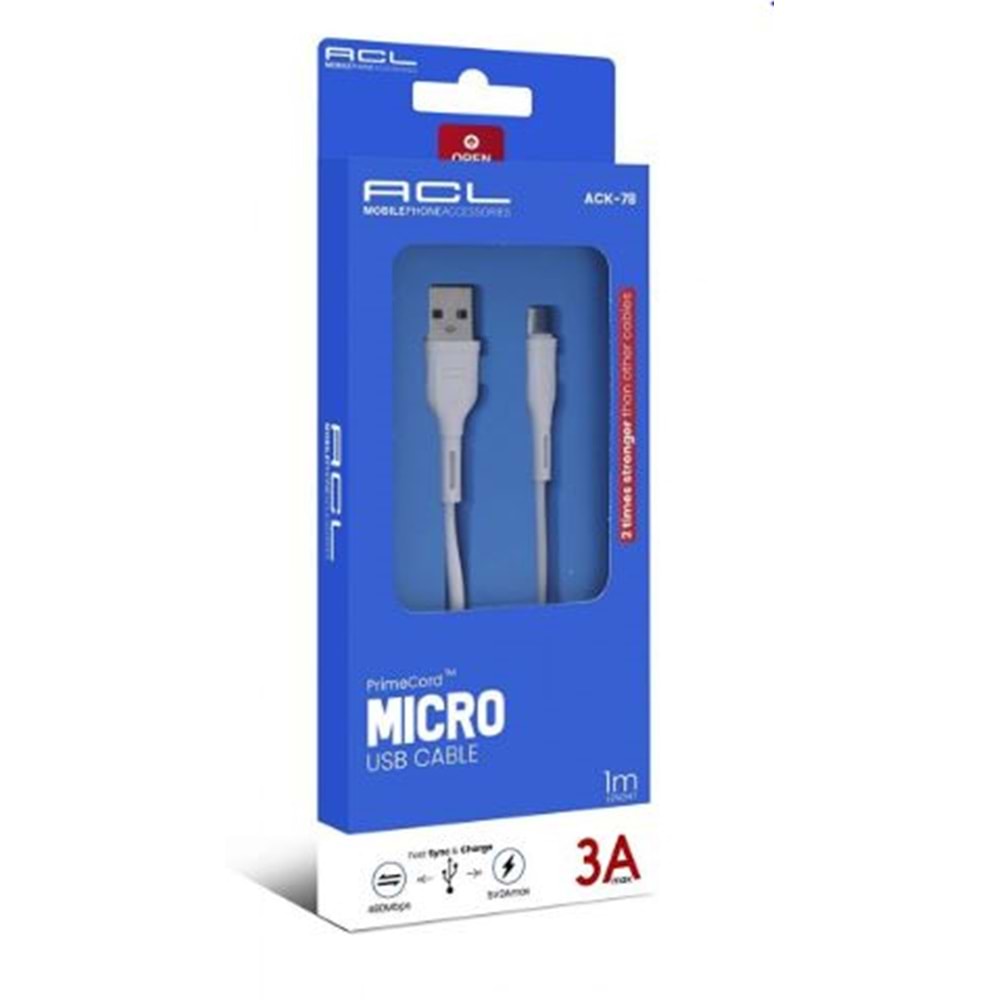 Acl Kablo USB Şarj-Veri Mikro 3A 1mt ACK-78 4843