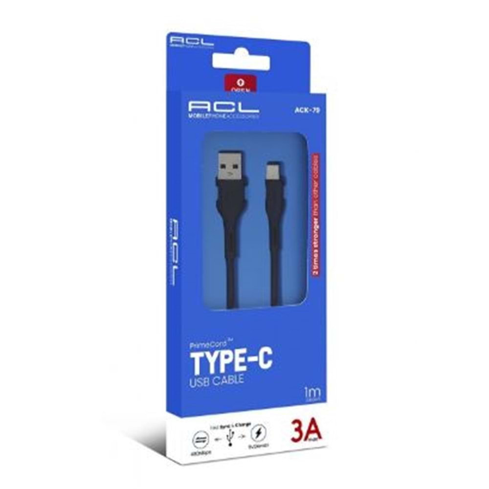 Acl Kablo USB Şarj-Veri Type-C 3A 1mt ACK-79 4850