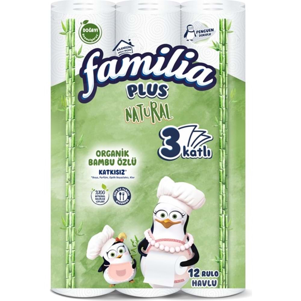 Familia Plus Natural 3 Katlı Kağıt Havlu 12 li