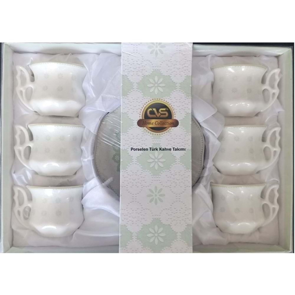 CVS DN 12660 PORSELEN TÜRK KAHVE FİNCAN TAKIMI 12 PARÇA YEŞİL RENK