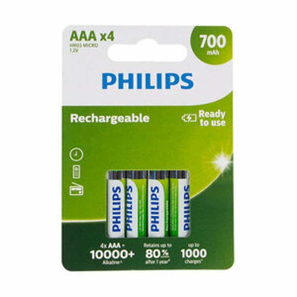 Philips Kumanda Pili 4 LüŞarj Edilebilir AAA 700MahR03B4A70/10 2902 2919