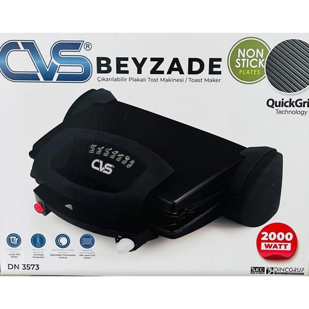 CVS DN 3573 BEYZADE ÇIKARILABİLİR PLAKALI TOST MAKİNESİ