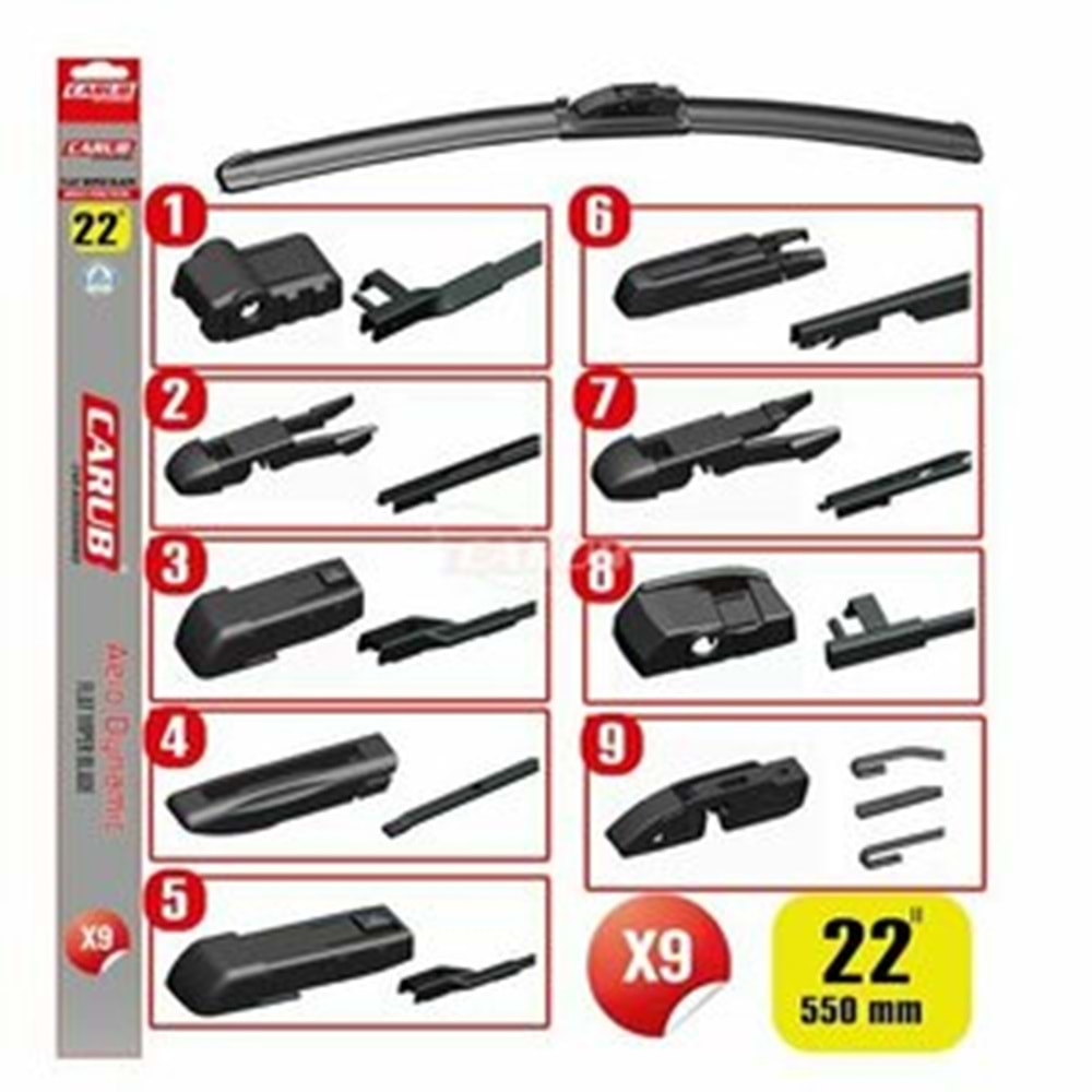Carub Oto Cam Sileceği 550mm 22 inch Muz 9 Aparatlı Kutulu BR1353359