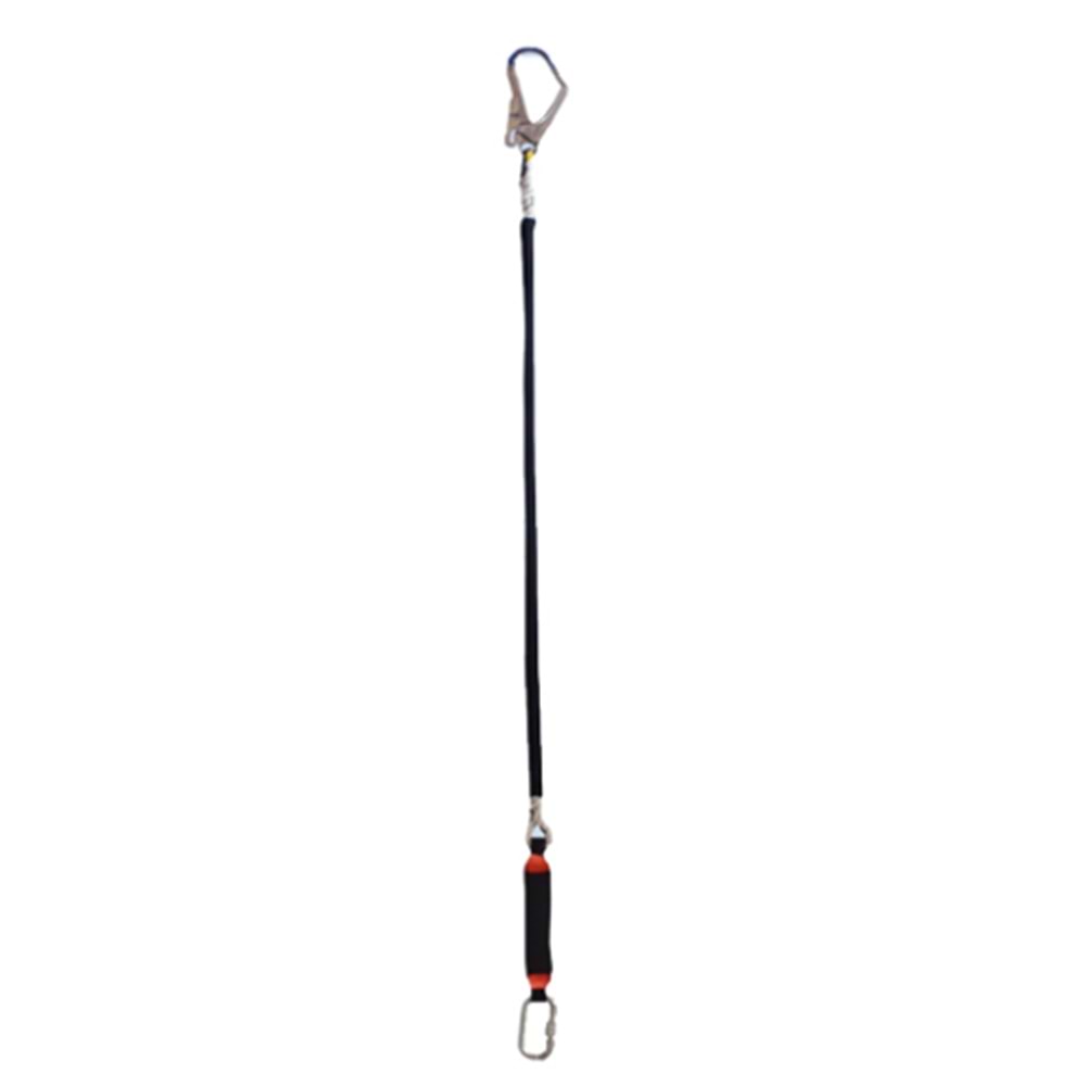ŞOK EMİCİLİ TEK BACAKLI LANYARD K4 KANCALI-STATİK İPLİ