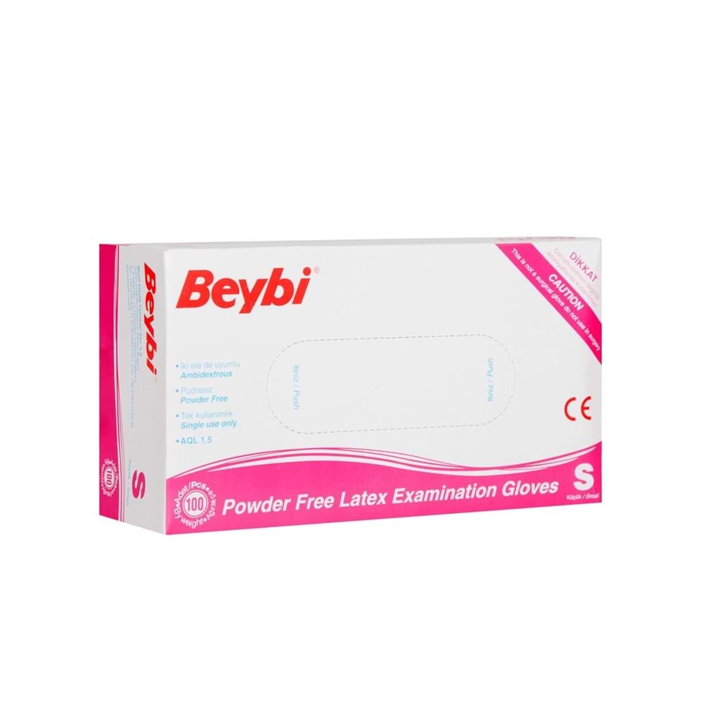 Beybi Lateks Pudrasız Muayene Eldiveni Small Beyaz 100