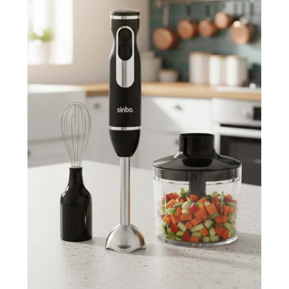 Sinbo SHB-7529 Çok Fonksiyonlu El Blender Seti – Doğrayıcı & Çırpıcı Aparatlı