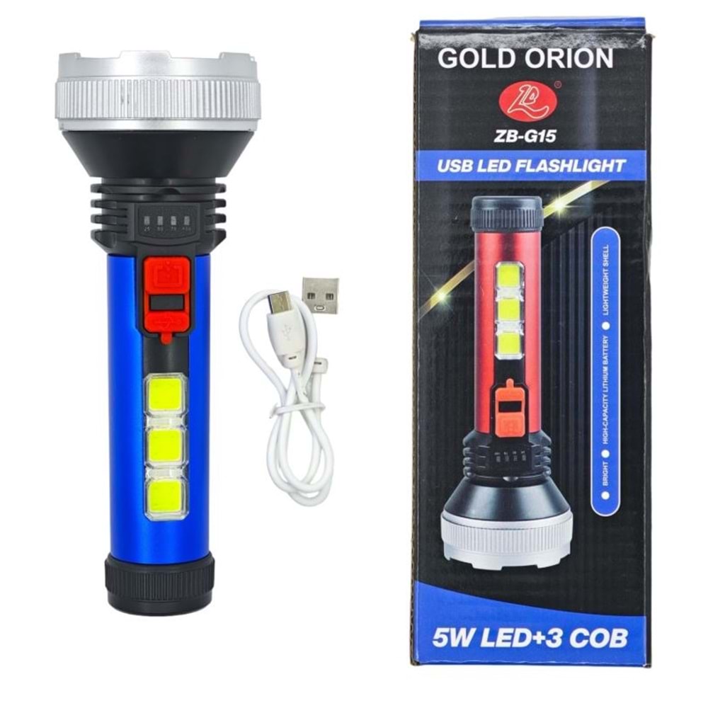 GOLD ORİON ZB-G15 ŞARJLI EL FENERİ