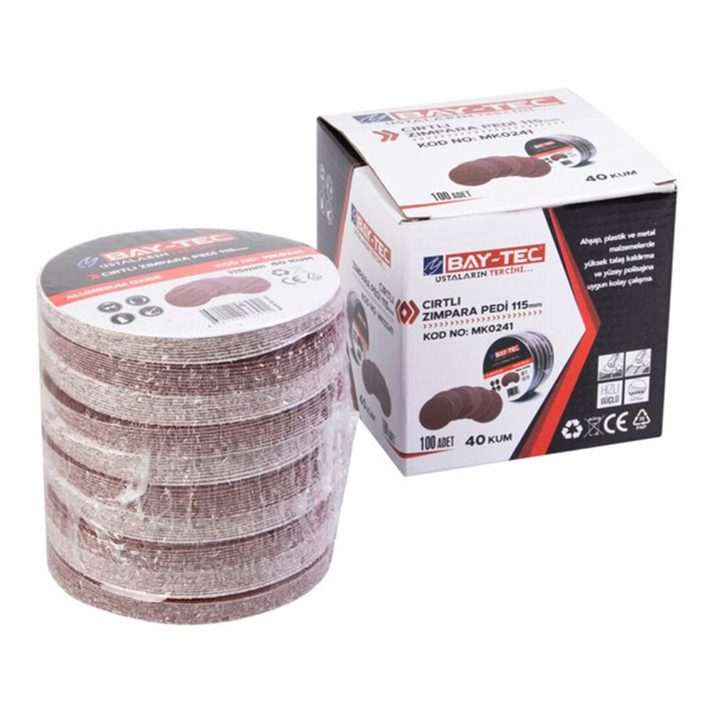 Baytec Zımpara Pedi Cırtlı 115mm 40 Kum Mk0241