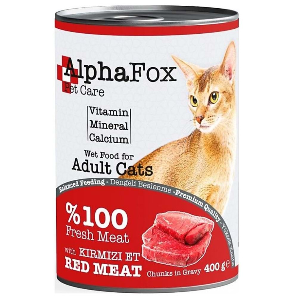 ALPHA FOX KEDİ KONSERVE MAMA 400 GR KIRMIZI ETLİ