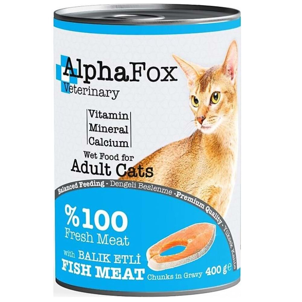 ALPHA FOX KEDİ KONSERVE MAMA 400 GR BALIK ETLİ