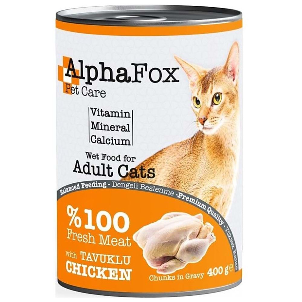 ALPHA FOX KEDİ KONSERVE MAMA 400 TAVUK ETLİ