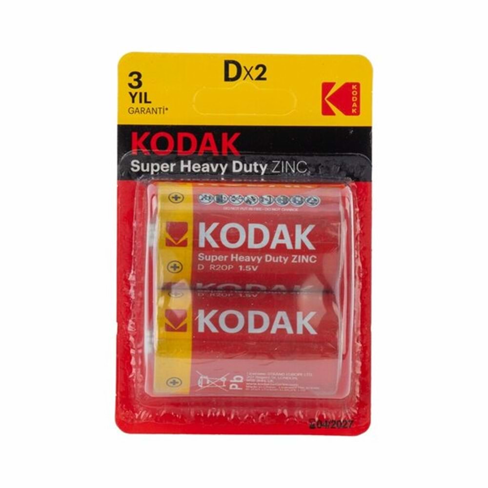 Kodak Pil Büyük Boy Çinko Karbon 2 Li Blister CAT 30946385/B-ST1 6383 6388