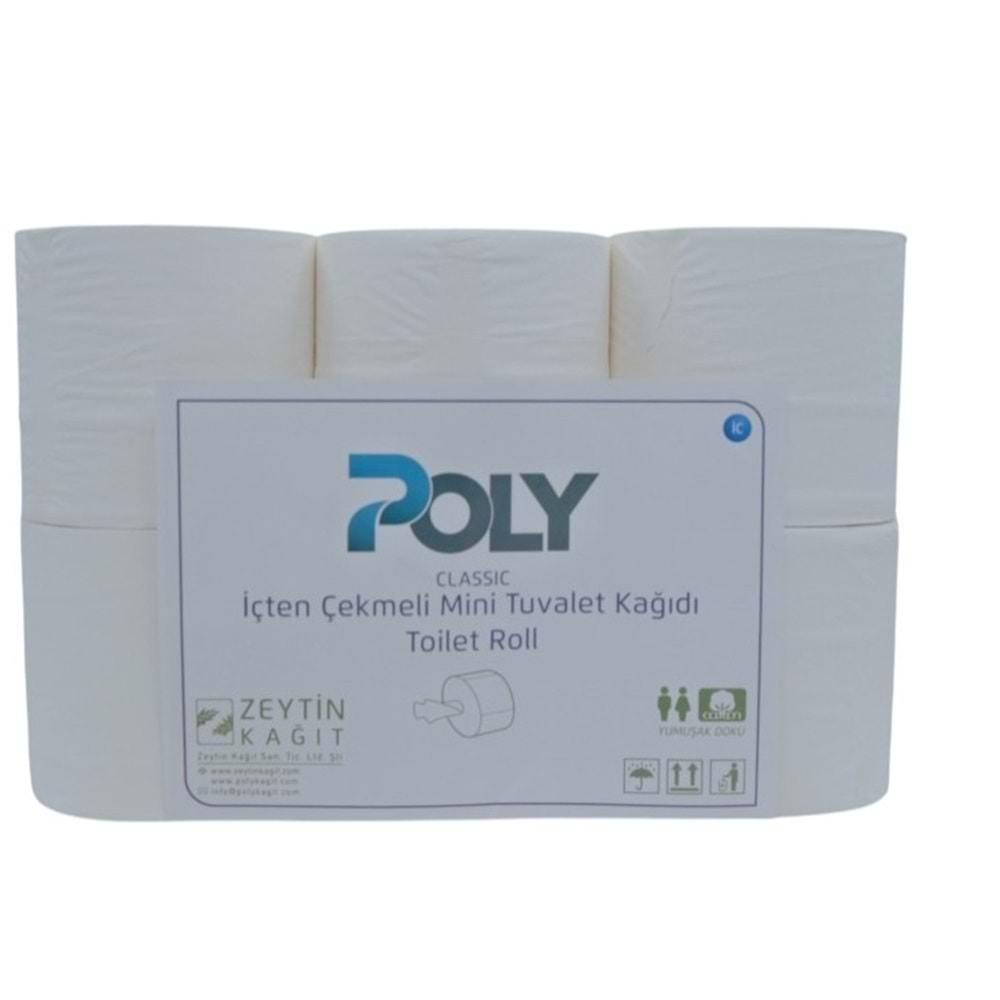 POLY İÇTEN ÇEKMELİ MİNİ TUVALET KAĞIDI 12Lİ