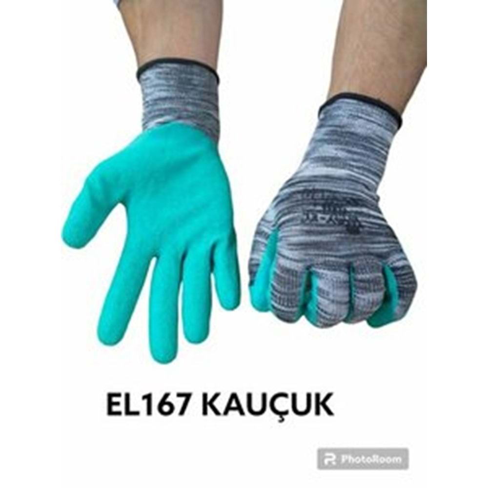 Bayel İş Eldiveni Camcı Süper Latex Yeşil-Gri 1/2 No.10