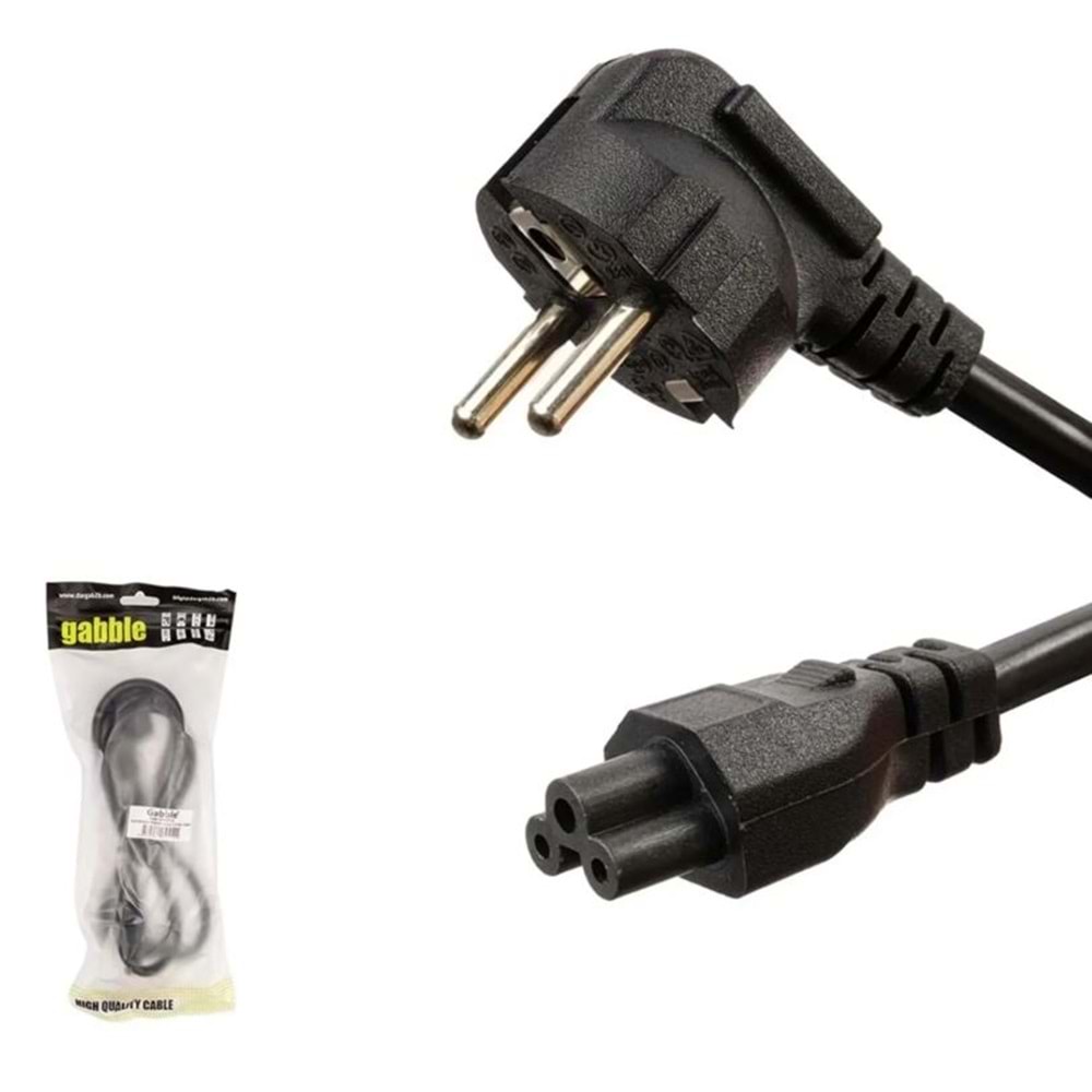 GABBLE GAB-NYK015 1.5 Mt 0.75 MM Seramik Uç Poşetli Yonca Kablo Power Kablosu notebook