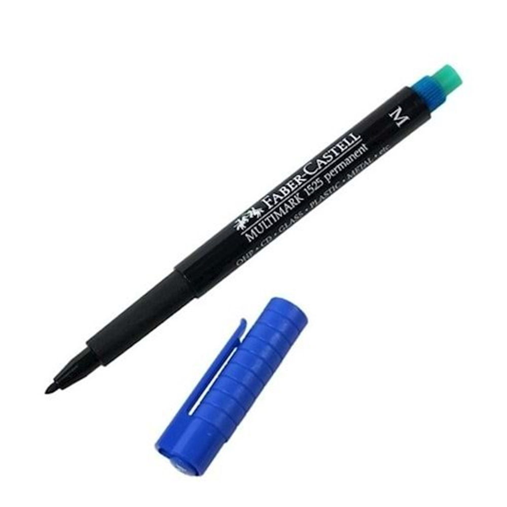 Faber-Castell 1525 Permanent Asetat Kalem CD KALEMİ Mavi M Uç