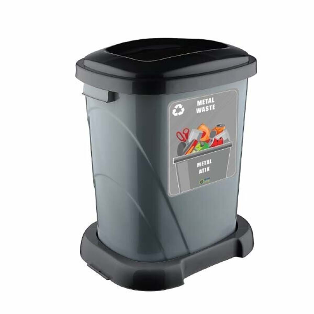 Tuffex Geri Dönüşüm Kovası - Metal Siyah 50Lt