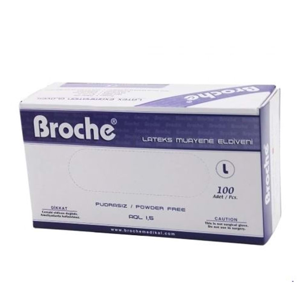 Broche LATEKS PUDRASIZ MUAYENE ELDİVENİ L BEDEN 100 LÜ