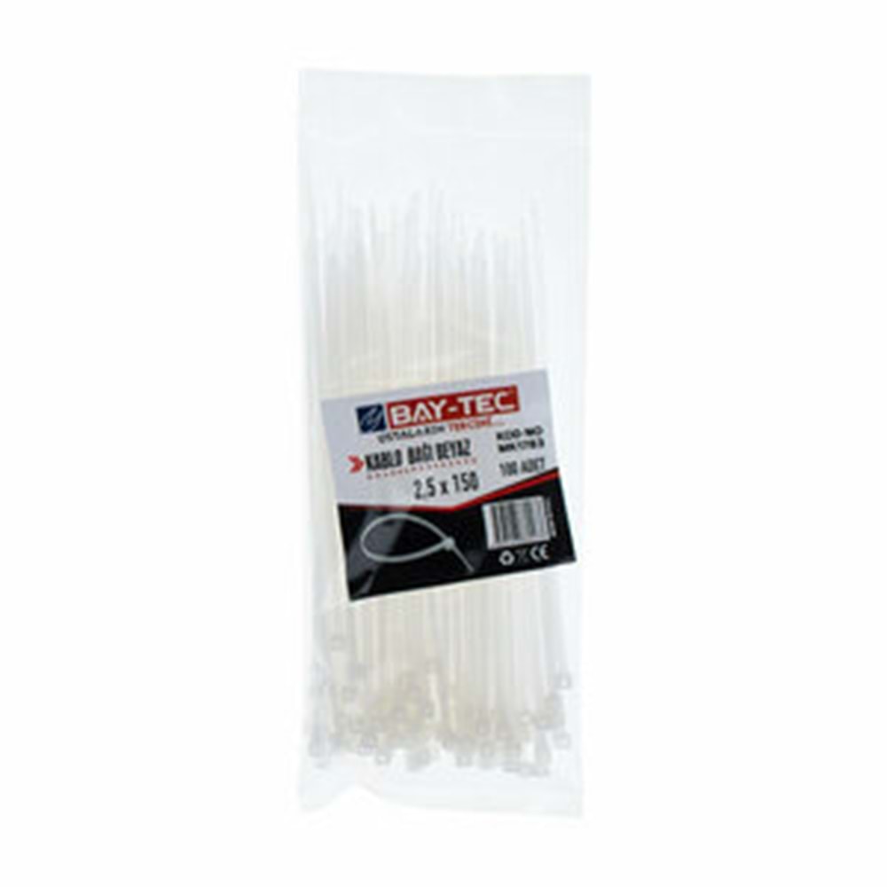Baytec Cırt Kelepçe Beyaz 100 Lü 2.5X150 MK1783 0473