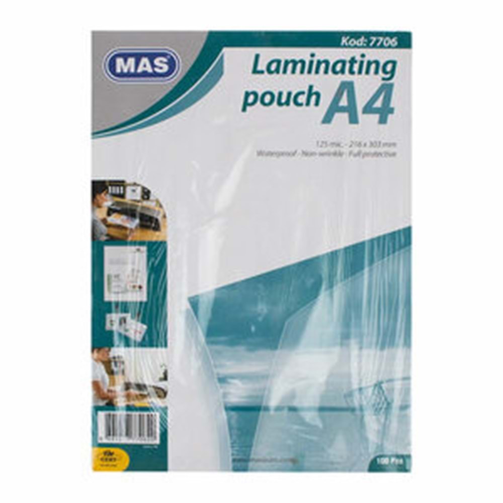 Mas Laminasyon Filmi A4 125 Micron 100 Lü Kod7706