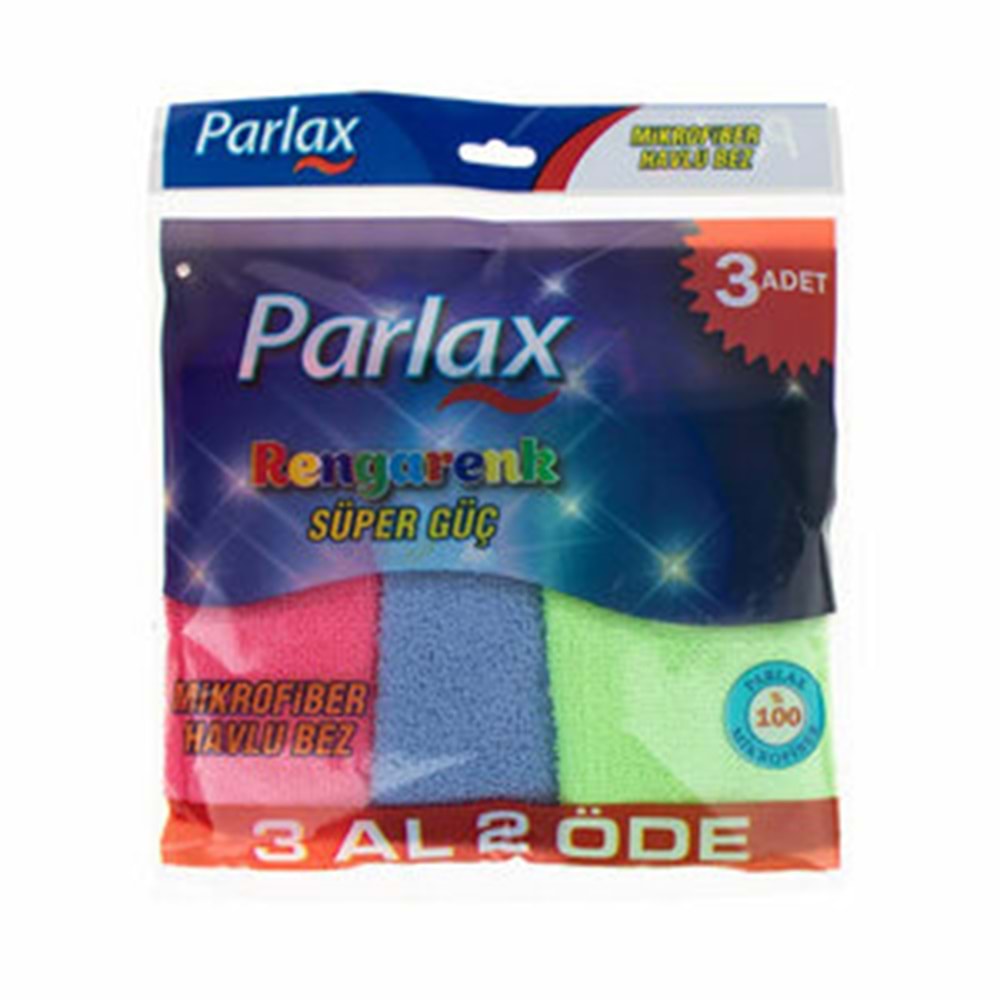 Parlax Mikrofiber Havlu Bez 3lü Dürüm Rengarenk 30x30cm