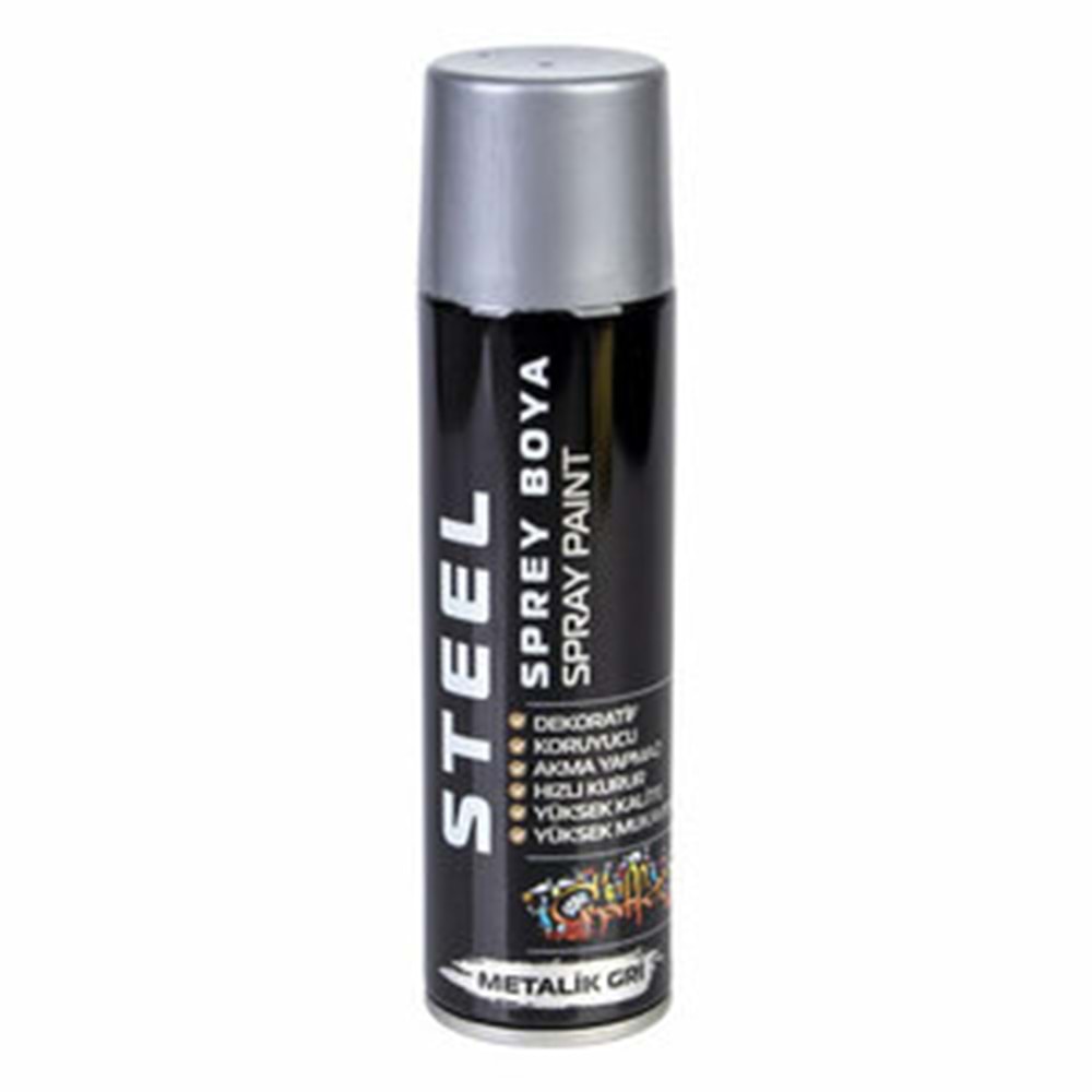 Steel Sprey Boya Metalik Gri 200ml