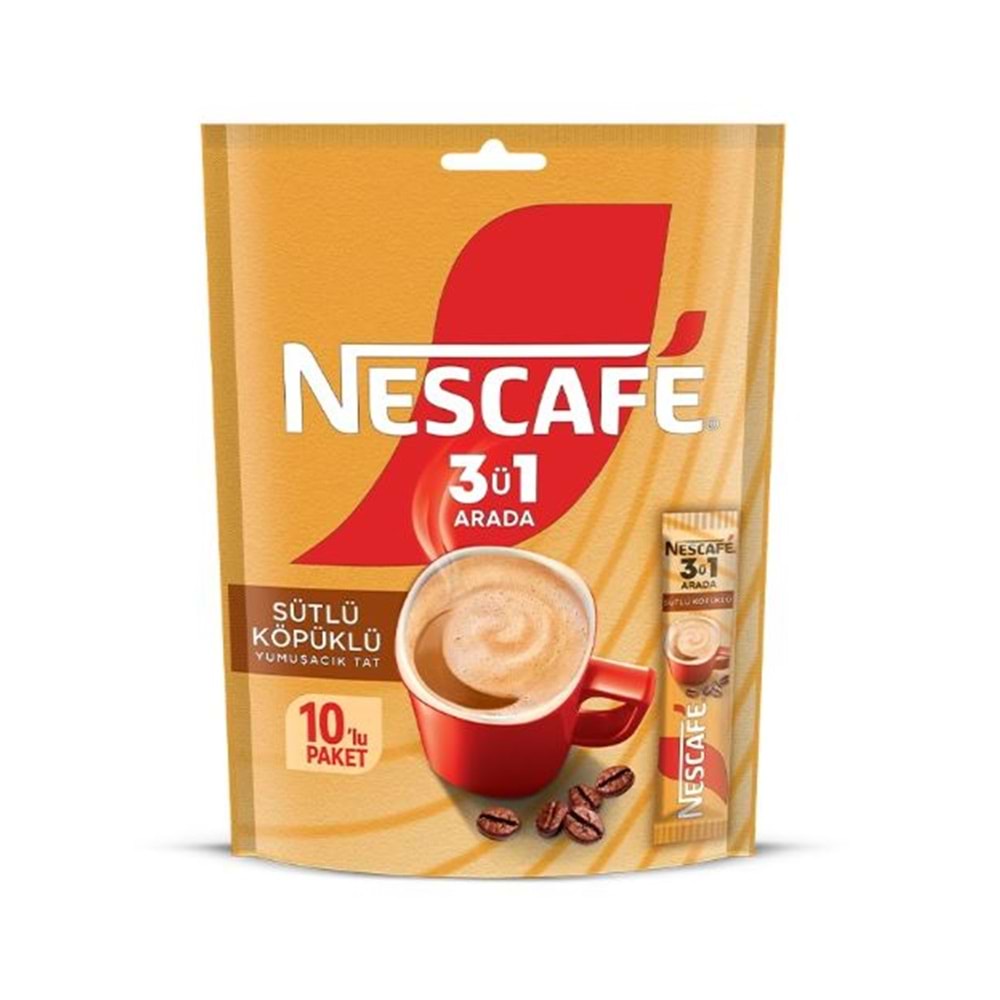 Nescafe 3'ü 1 Arada Sütlü Köpüklü 10'lu