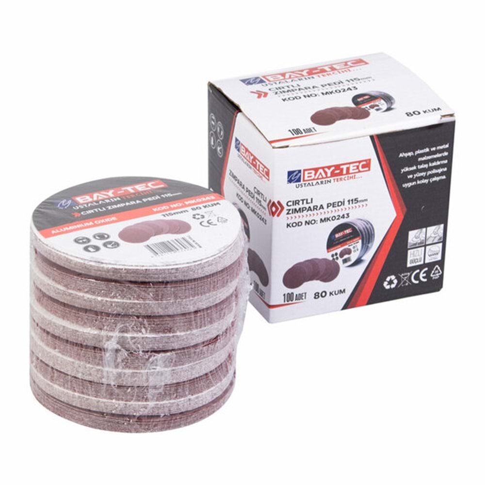 Baytec Zımpara Pedi Cırtlı 115mm 80 Kum Mk0243