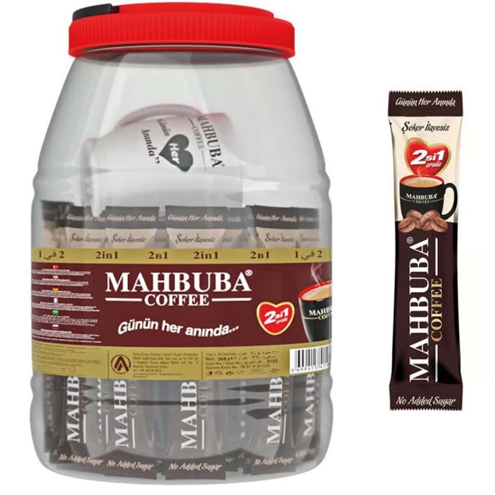 Mahbuba 2 si 1 Arada Kahve 10 gr 36 Lı Kavanoz (Bardak Hediyeli)