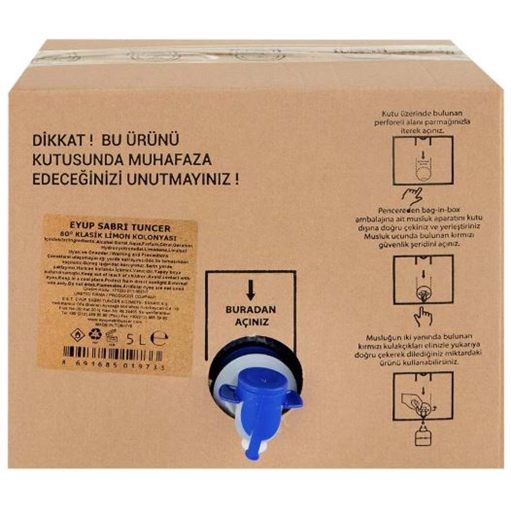 Eyüp Sabri Tuncer Limon Kolonyası Bag in Box 5 lt