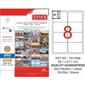 Tanex Lazer Etiket 100Lü TW-2008 99.1X67.7mm