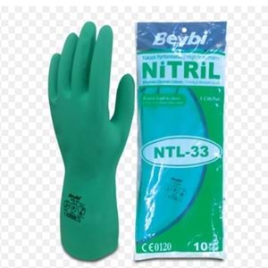 beybi ntl-33 kimyasala dayanıklı yeşil eldiven no:10