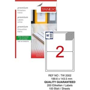 Tanex Laser Etiket 100 Lü 210X148.5mm TW-2102