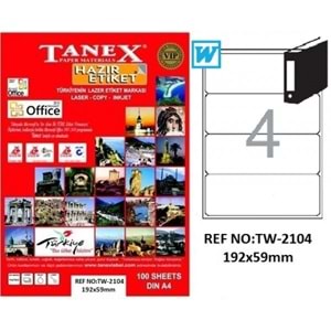 Tanex Laser Etiket 100 Lü TW-2104 192X59mm TW2104LAS10100