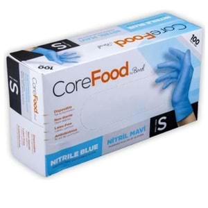 COREFOOD PUDRASIZ NİTRİL MAVİ ELDİVEN S BEDEN 100LÜ