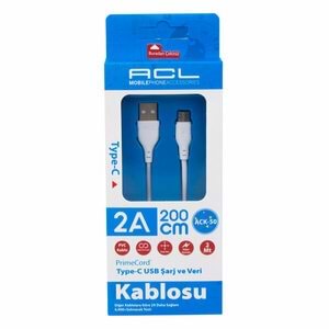 Acl Şarj-Veri Kablosu 2A Hızlı Veri 2mt Type-C ACK-50 5322
