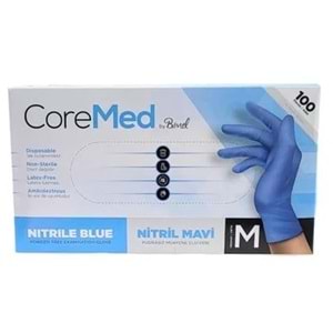 CoreFood Mavi Pudrasız Nitril L beden Eldiven 100 lü