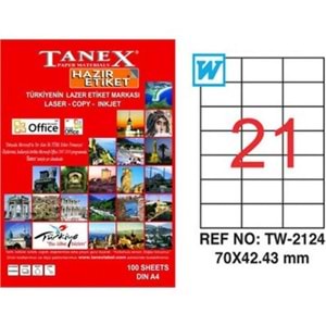 Tanex Lazer Etiket 100Lü TW-2124 70X42.43mm TW2124LAS10100 0605