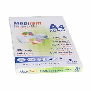 Mapilam Laminasyon Filmi A4 125 Micron 100 Lü