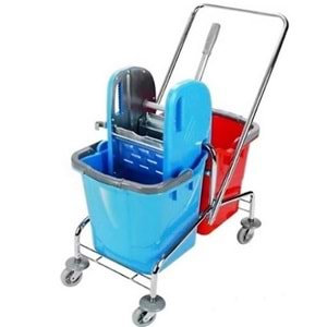 TEMİZLİK ARABASI ÇİFT KOVALI TEM.SET. METAL GÖVDE METAL PRES
